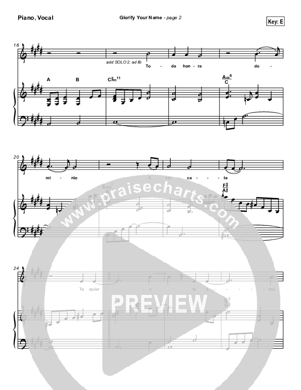 Glorify Your Name Piano/Vocal (Lakewood Church)