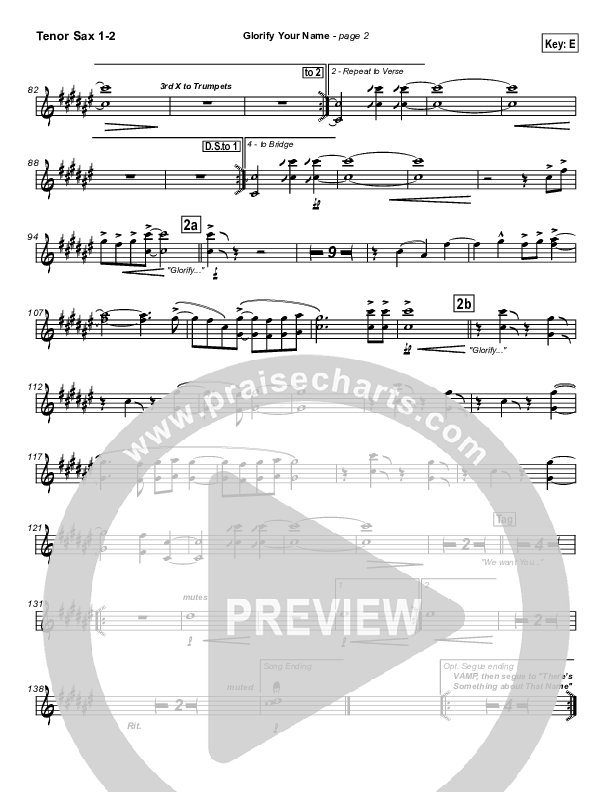 Glorify Your Name Tenor Sax 1/2 (Lakewood Church)