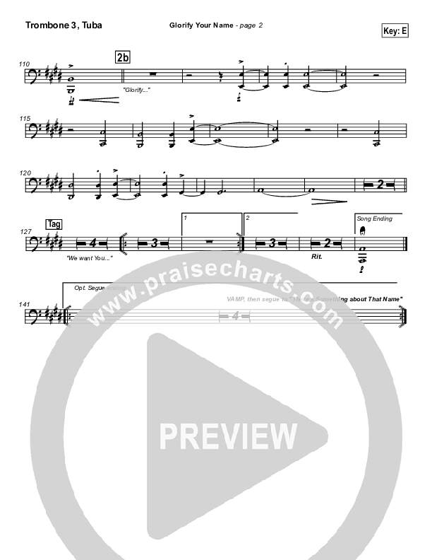 Glorify Your Name Trombone 3/Tuba (Lakewood Church)