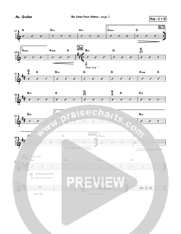 Be Unto Your Name Acoustic Guitar (Robin Mark)