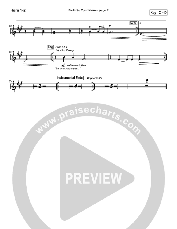 Be Unto Your Name French Horn 1/2 (Robin Mark)