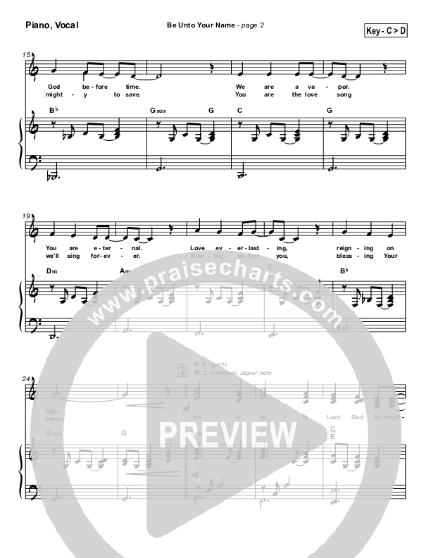 Be Unto Your Name Piano/Vocal & Lead (Robin Mark)