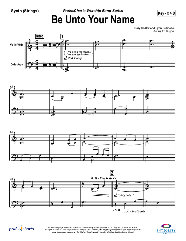 Be Unto Your Name Synth Strings (Robin Mark)