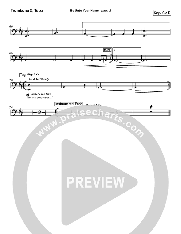 Be Unto Your Name Trombone 3/Tuba (Robin Mark)
