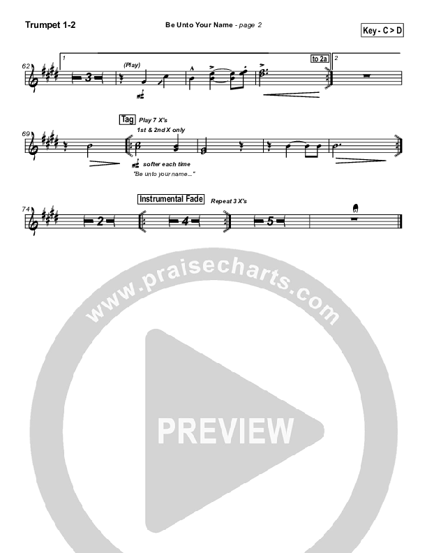 Be Unto Your Name Trumpet 1,2 (Robin Mark)