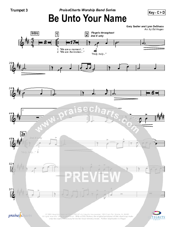 Be Unto Your Name Trumpet 3 (Robin Mark)