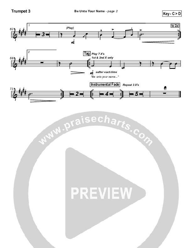 Be Unto Your Name Trumpet 3 (Robin Mark)