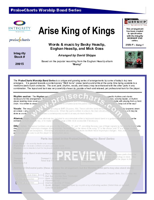 Arise King of Kings Cover Sheet (Eoghan Heaslip)