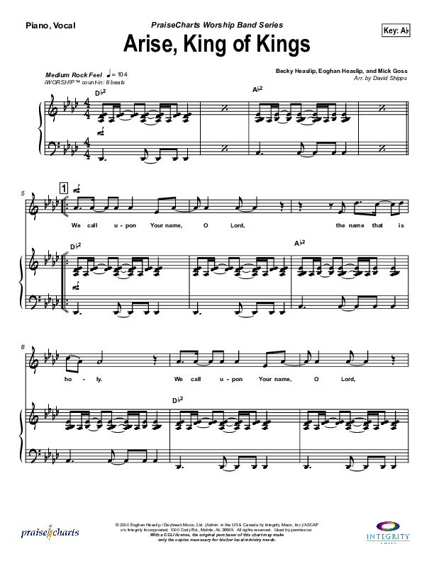 Arise King of Kings Piano/Vocal Pack (Eoghan Heaslip)