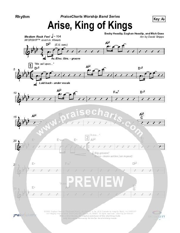 Arise King of Kings Rhythm Chart (Eoghan Heaslip)