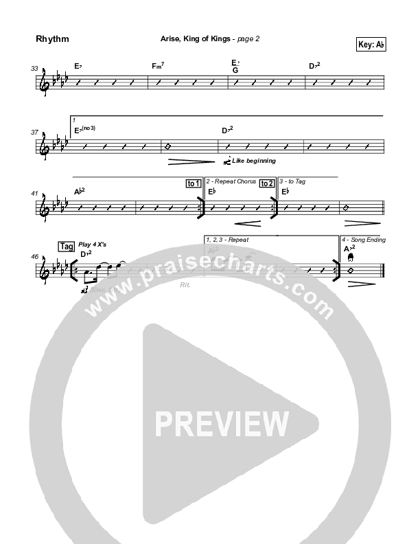 Arise King of Kings Rhythm Chart (Eoghan Heaslip)