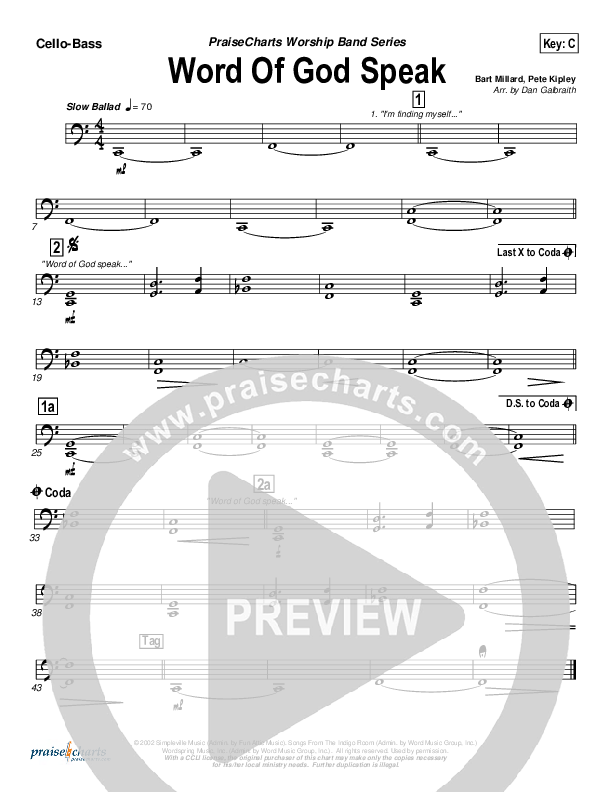 Word Of God Speak Cello/Bass (MercyMe)