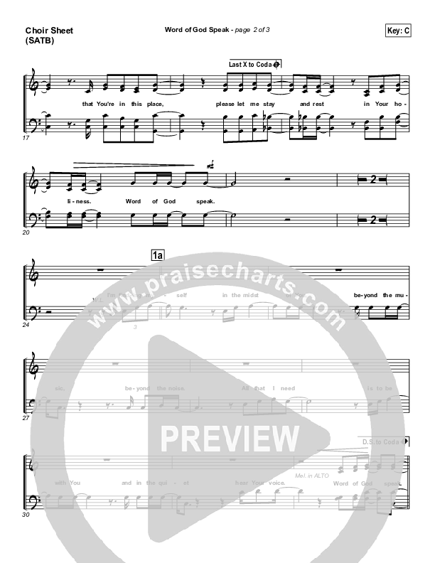Word Of God Speak Choir Sheet (SATB) (MercyMe)