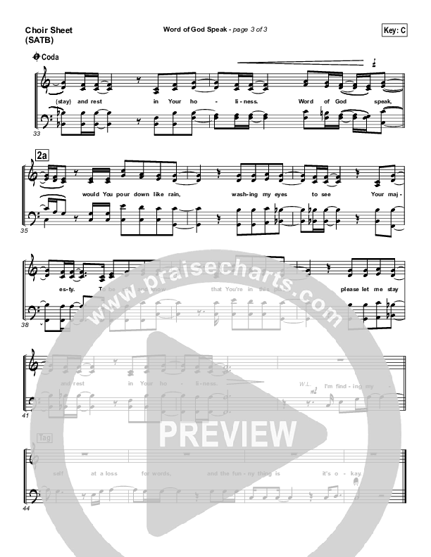 Word Of God Speak Choir Sheet (SATB) (MercyMe)