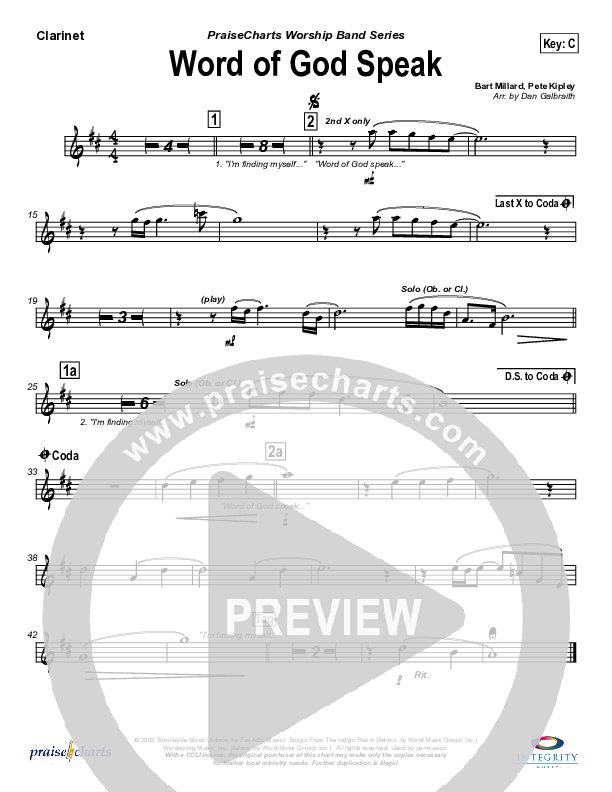 Word Of God Speak Clarinet (MercyMe)