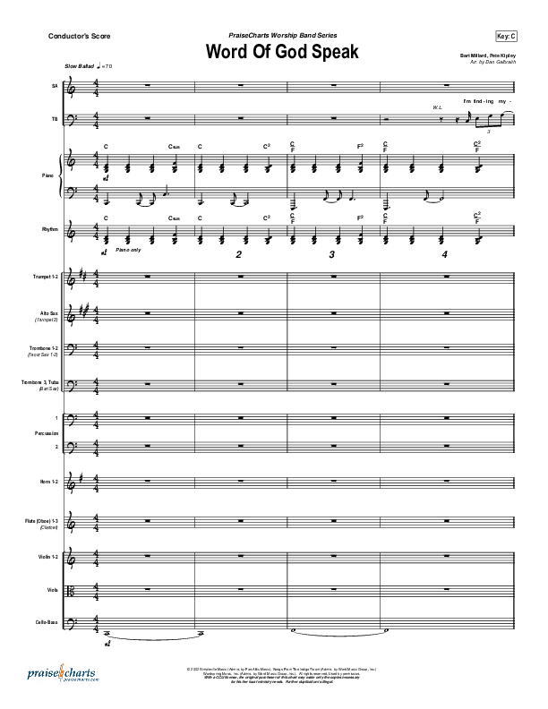 Word Of God Speak Conductor's Score (MercyMe)