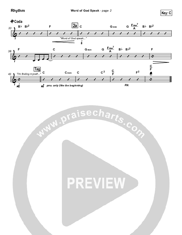 Word Of God Speak Rhythm Chart (MercyMe)