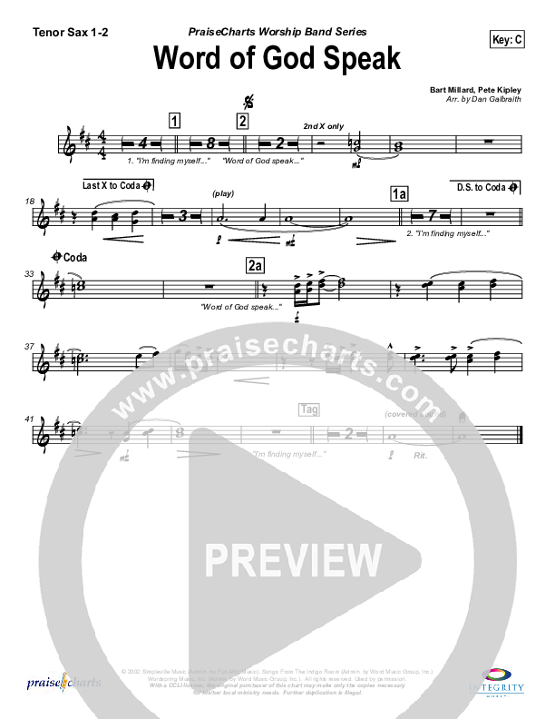 Word Of God Speak Tenor Sax 1/2 (MercyMe)