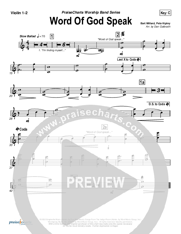 Word Of God Speak Violin 1/2 (MercyMe)