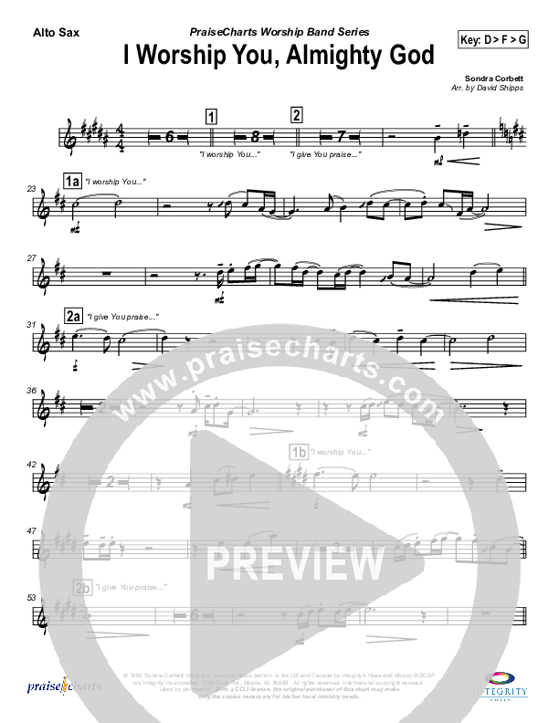 I Worship You Almighty God Alto Sax (Sondra Corbett)