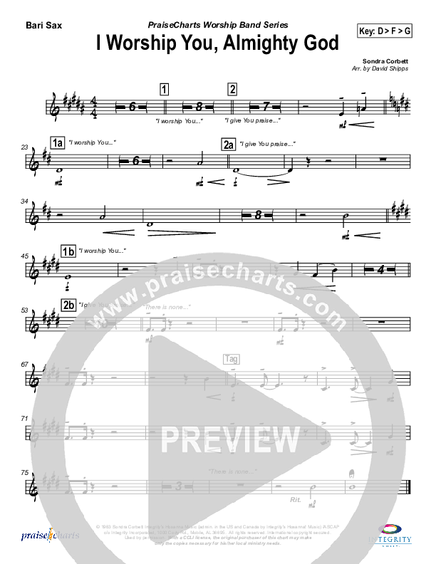 I Worship You Almighty God Bari Sax (Sondra Corbett)