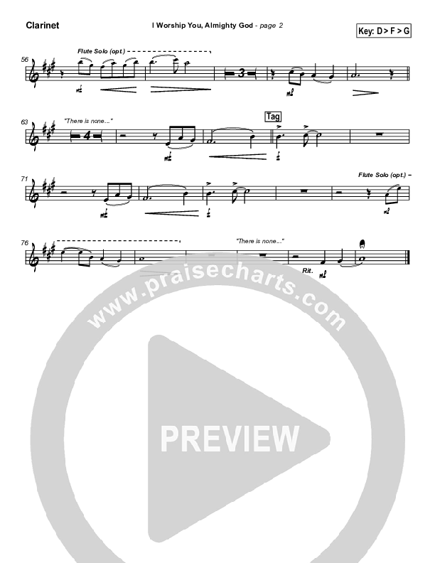 I Worship You Almighty God Clarinet (Sondra Corbett)