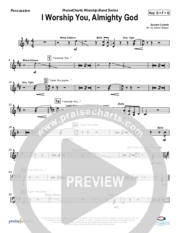 I Worship You Almighty God Percussion (Sondra Corbett)