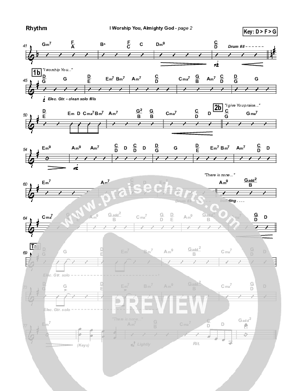 I Worship You Almighty God Rhythm Chart (Sondra Corbett)