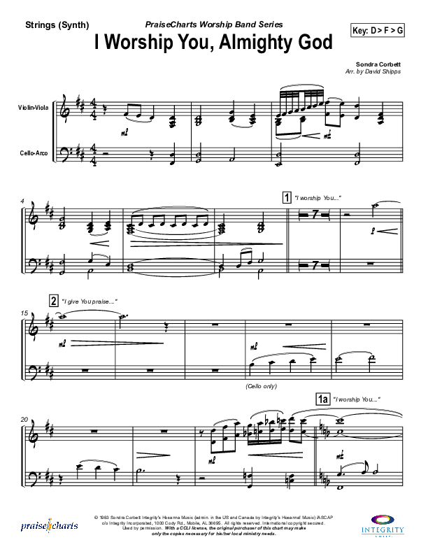 I Worship You Almighty God Synth Strings (Sondra Corbett)