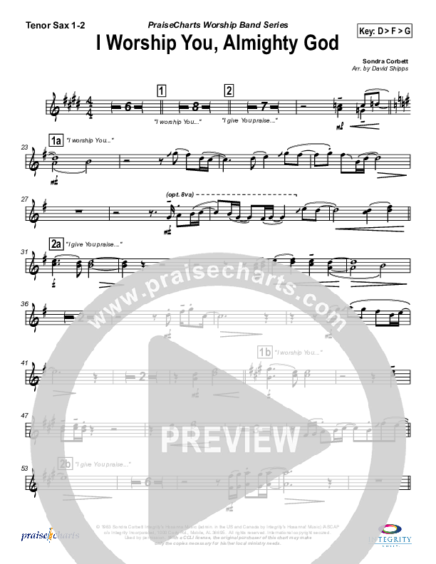 I Worship You Almighty God Tenor Sax 1/2 (Sondra Corbett)