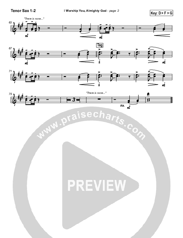 I Worship You Almighty God Tenor Sax 1/2 (Sondra Corbett)