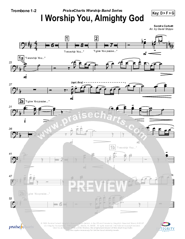 I Worship You Almighty God Trombone 1/2 (Sondra Corbett)