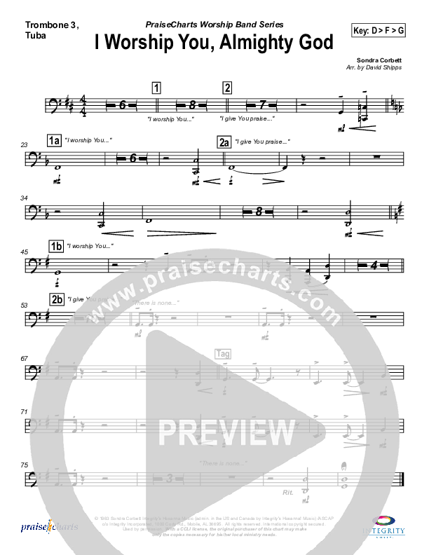 I Worship You Almighty God Trombone 3 (Sondra Corbett)