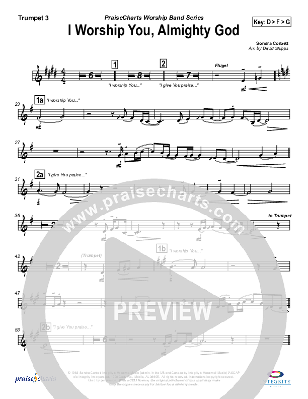 I Worship You Almighty God Trumpet 3 (Sondra Corbett)