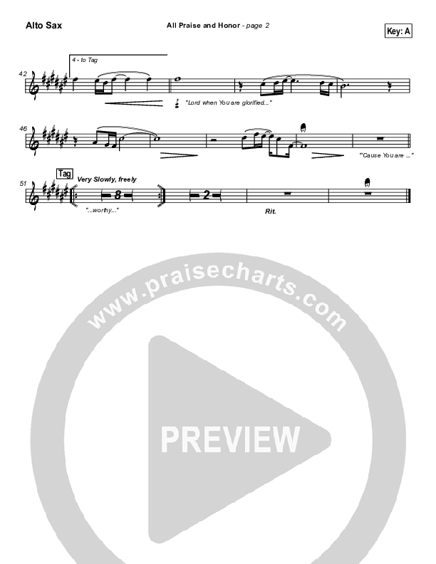 All Praise and Honor Alto Sax (Paul Baloche)