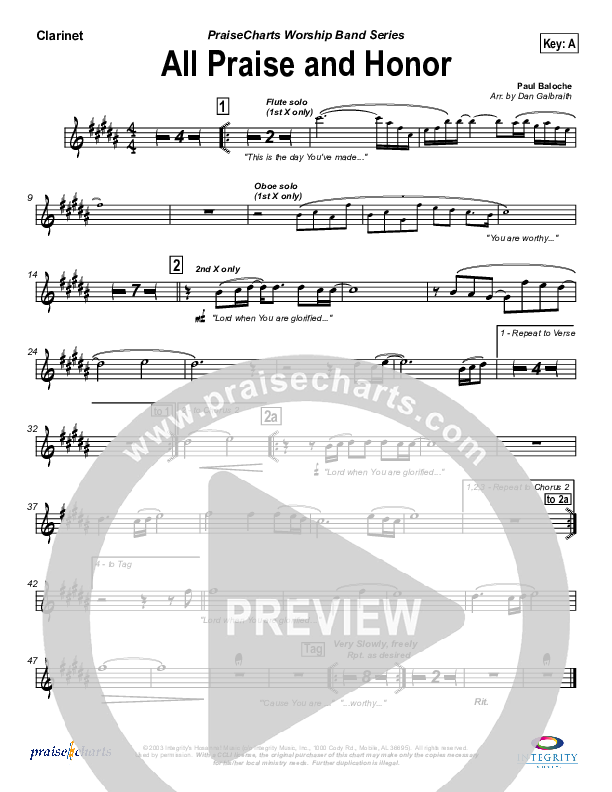 All Praise and Honor Wind Pack (Paul Baloche)