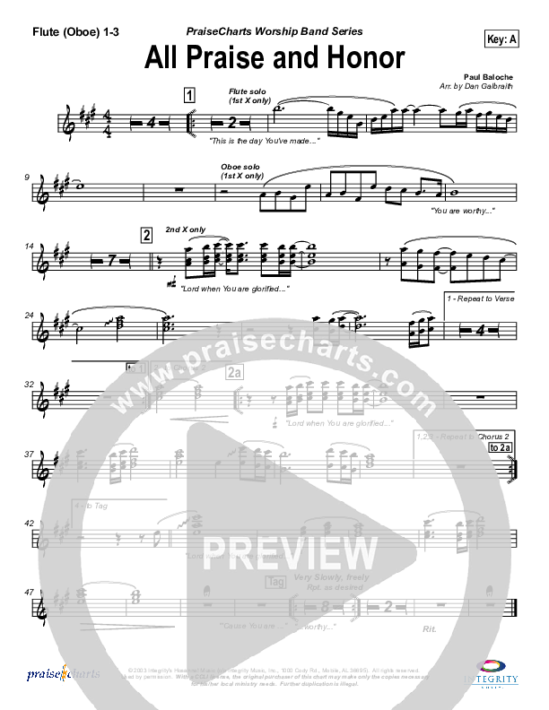 All Praise and Honor Wind Pack (Paul Baloche)