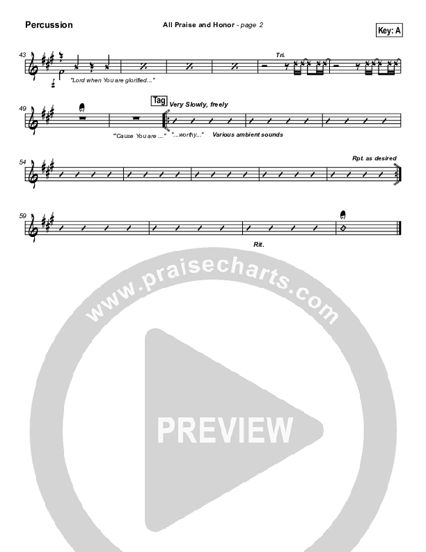 All Praise and Honor Percussion (Paul Baloche)