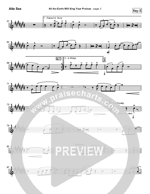 All The Earth Will Sing Your Praises Alto Sax (Paul Baloche)