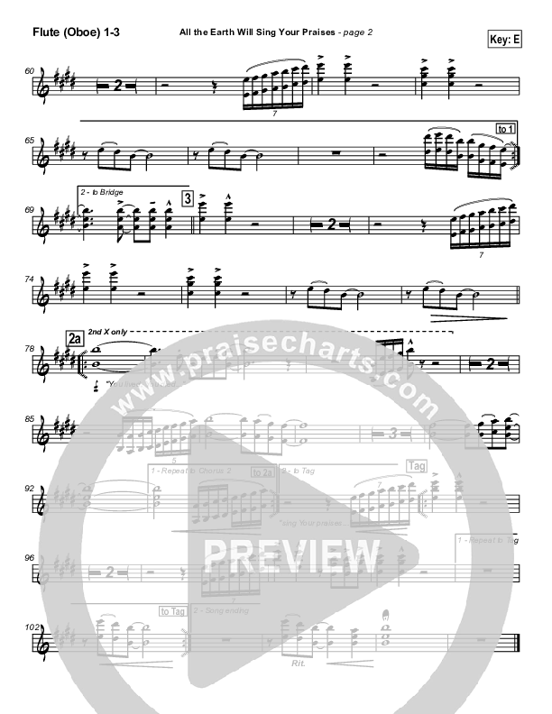 All The Earth Will Sing Your Praises Flute/Oboe 1/2/3 (Paul Baloche)