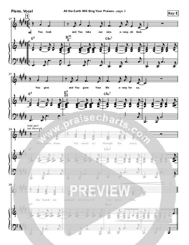 All The Earth Will Sing Your Praises Piano/Vocal (Paul Baloche)