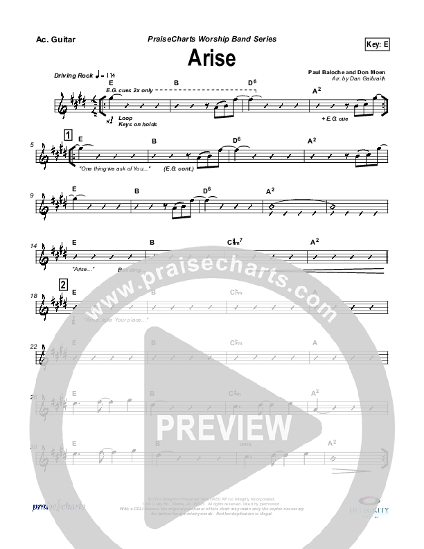 Arise Rhythm Chart (Paul Baloche)