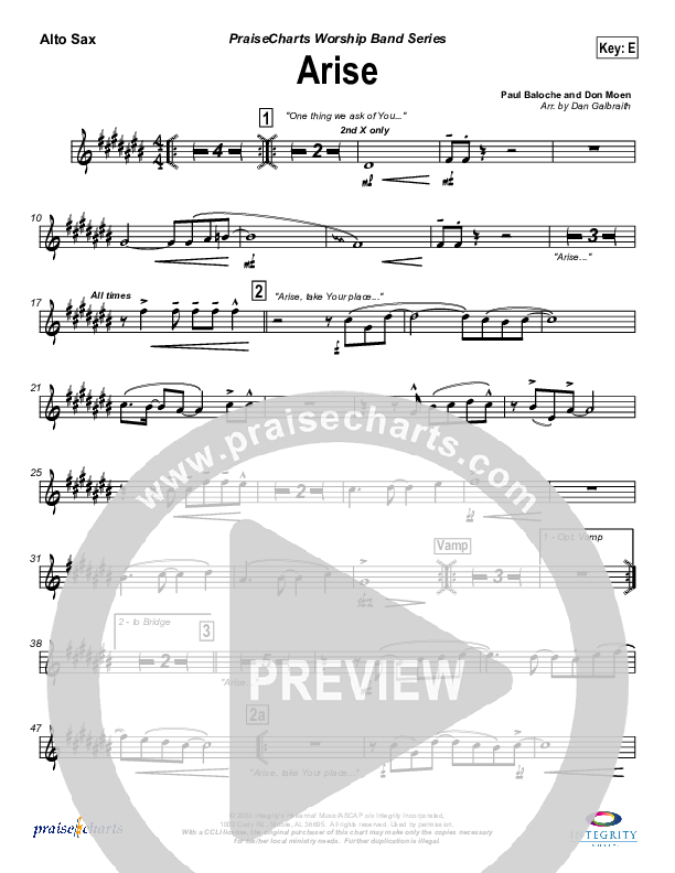 Arise Alto Sax (Paul Baloche)