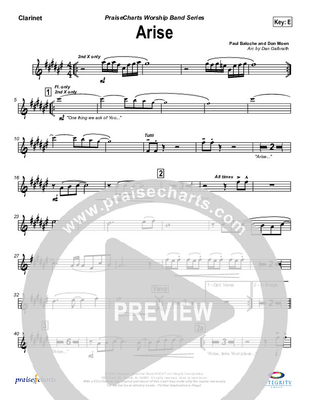 Arise Clarinet (Paul Baloche)