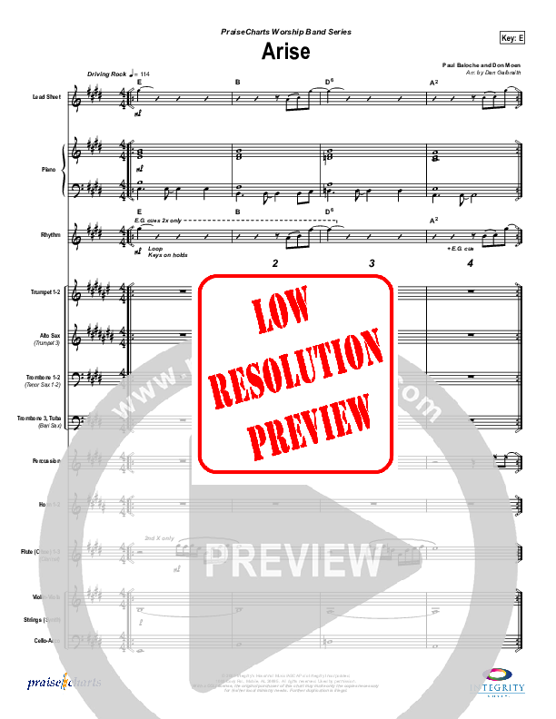 Arise Conductor's Score (Paul Baloche)