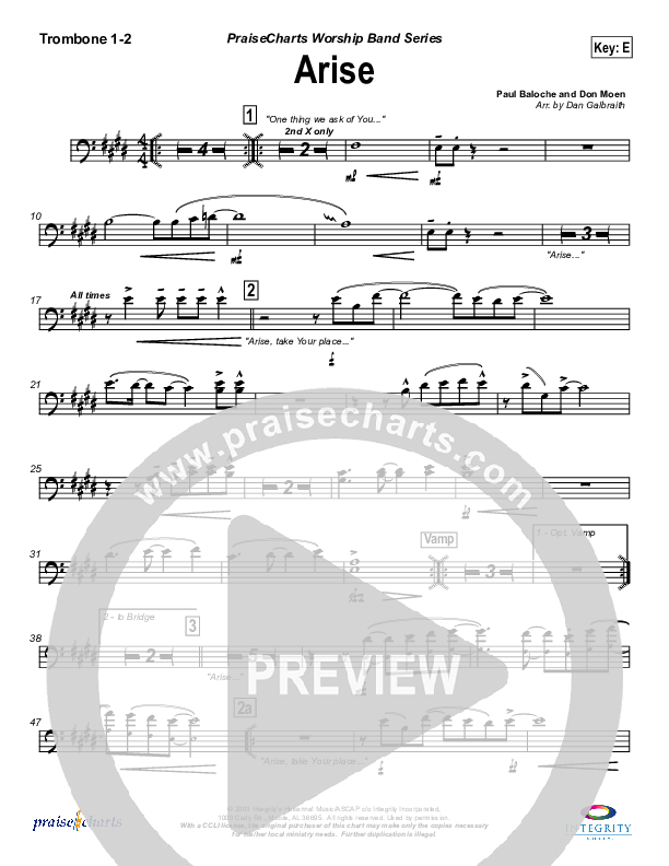Arise Trombone 1/2 (Paul Baloche)