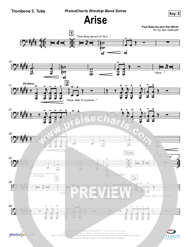 Arise Trombone 3/Tuba (Paul Baloche)