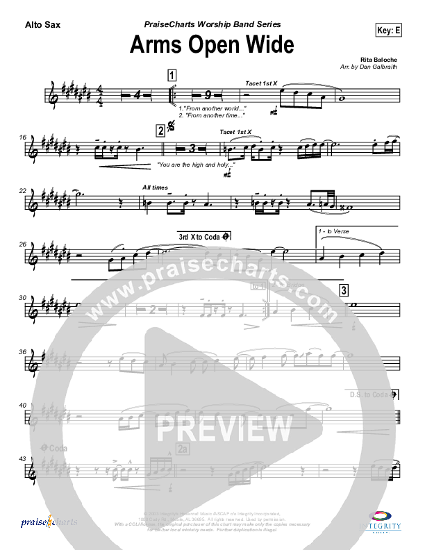 Arms Open Wide Alto Sax (Rita Baloche)