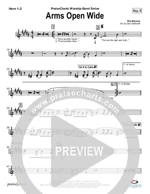 Arms Open Wide Brass Pack (Rita Baloche)