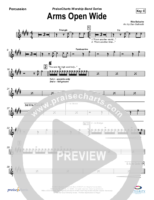 Arms Open Wide Percussion (Rita Baloche)